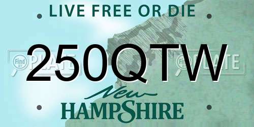 250QTW New Hampshire License Plate