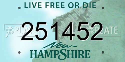 251452 New Hampshire License Plate