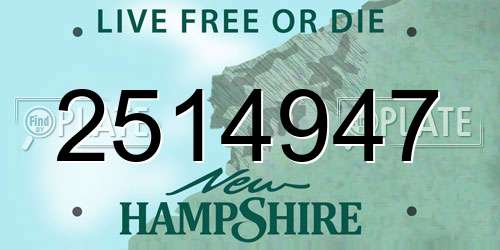 2514947 New Hampshire License Plate