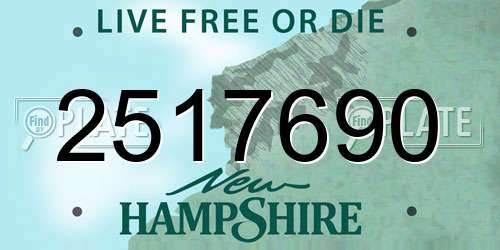 2517690 New Hampshire License Plate