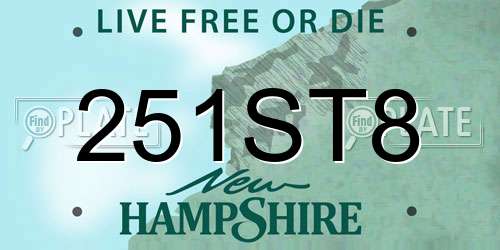 251ST8 New Hampshire License Plate