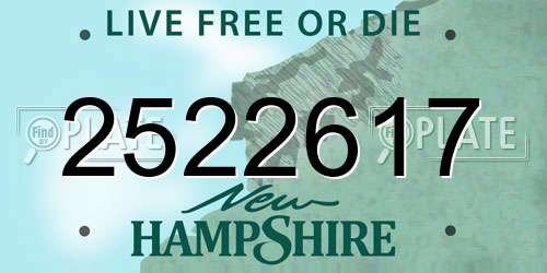 2522617 New Hampshire License Plate