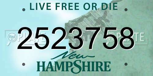 2523758 New Hampshire License Plate