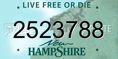 2523788 New Hampshire License Plate