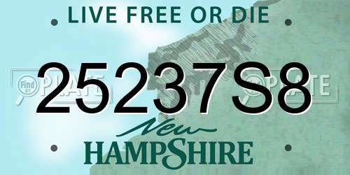 25237S8 New Hampshire License Plate