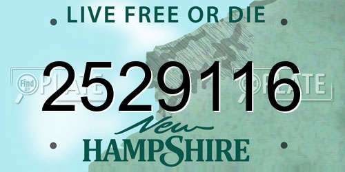 2529116 New Hampshire License Plate