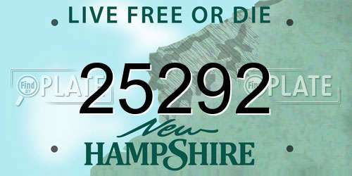 25292 New Hampshire License Plate