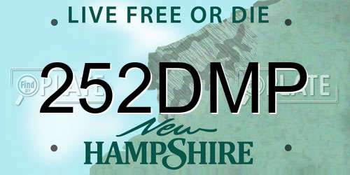 252DMP New Hampshire License Plate