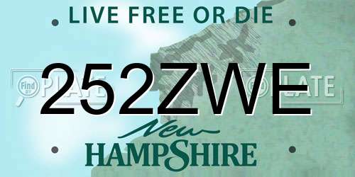 252ZWE New Hampshire License Plate