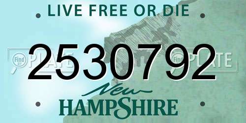 2530792 New Hampshire License Plate
