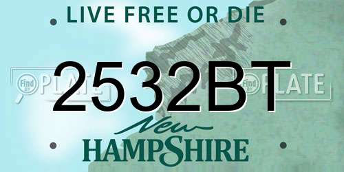 2532BT New Hampshire License Plate