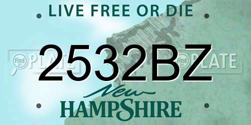 2532BZ New Hampshire License Plate