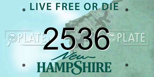 2536 New Hampshire License Plate