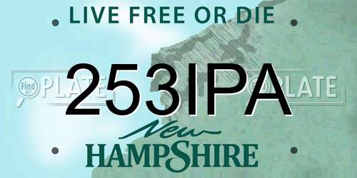 253IPA New Hampshire License Plate