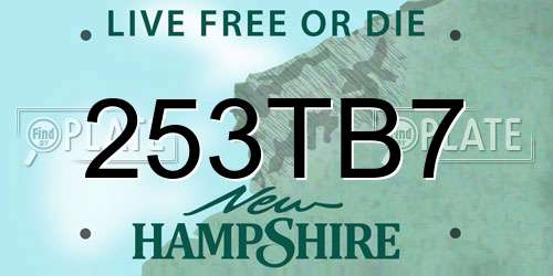 253TB7 New Hampshire License Plate