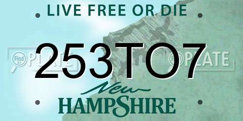 253TO7 New Hampshire License Plate