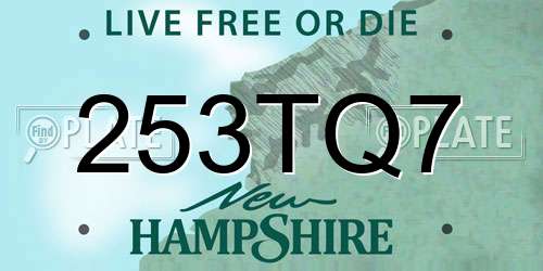 253TQ7 New Hampshire License Plate