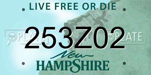 253Z02 New Hampshire License Plate