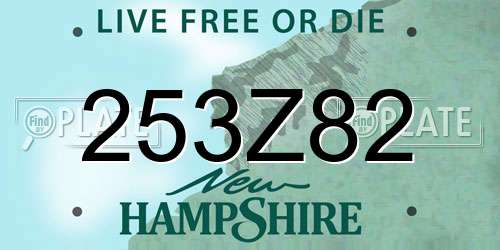 253Z82 New Hampshire License Plate