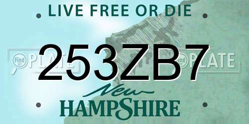 253ZB7 New Hampshire License Plate