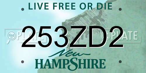 253ZD2 New Hampshire License Plate