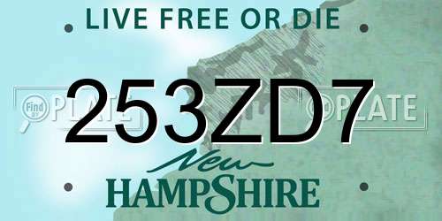 253ZD7 New Hampshire License Plate
