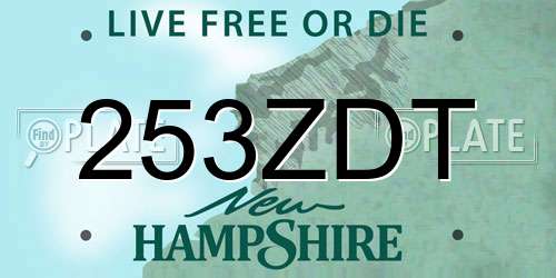 253ZDT New Hampshire License Plate