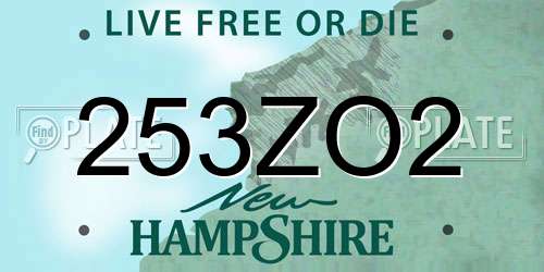 253ZO2 New Hampshire License Plate