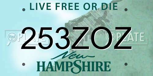 253ZOZ New Hampshire License Plate