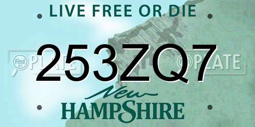 253ZQ7 New Hampshire License Plate