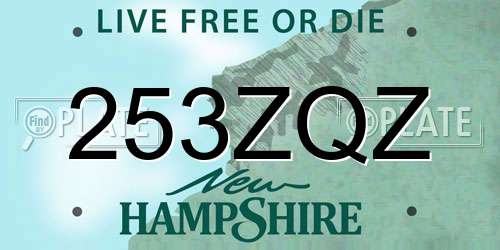 253ZQZ New Hampshire License Plate