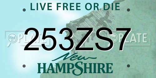 253ZS7 New Hampshire License Plate