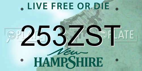 253ZST New Hampshire License Plate