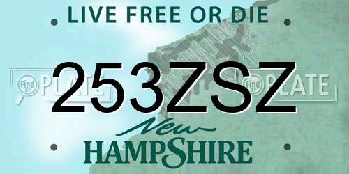 253ZSZ New Hampshire License Plate