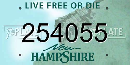 254055 New Hampshire License Plate