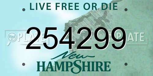 254299 New Hampshire License Plate