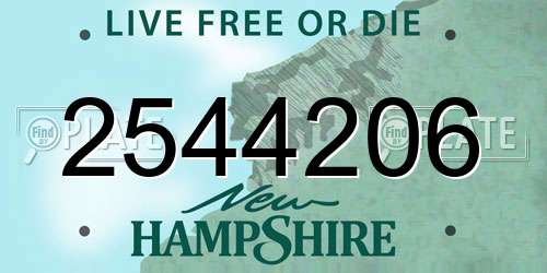 2544206 New Hampshire License Plate