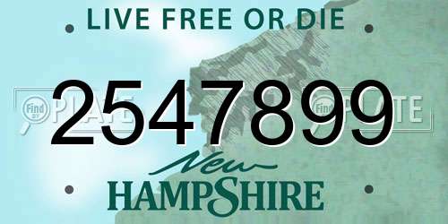 2547899 New Hampshire License Plate