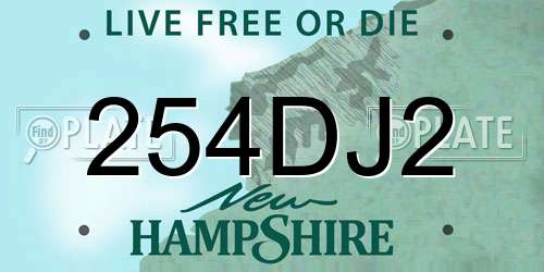 254DJ2 New Hampshire License Plate