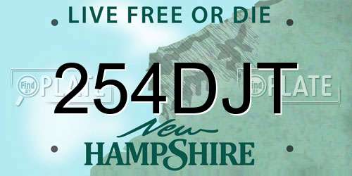 254DJT New Hampshire License Plate