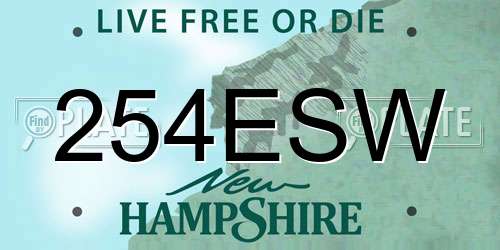 254ESW New Hampshire License Plate
