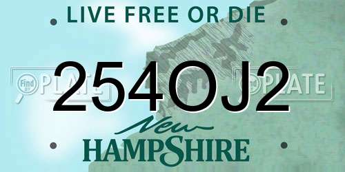 254OJ2 New Hampshire License Plate