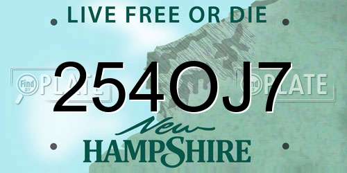 254OJ7 New Hampshire License Plate