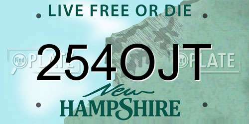 254OJT New Hampshire License Plate