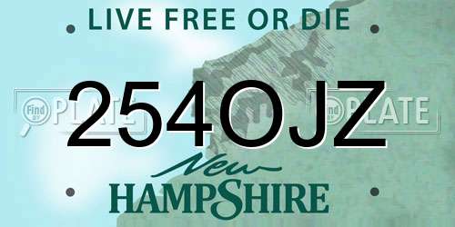 254OJZ New Hampshire License Plate
