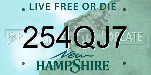 254QJ7 New Hampshire License Plate