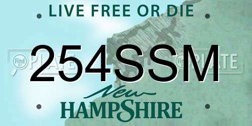 254SSM New Hampshire License Plate