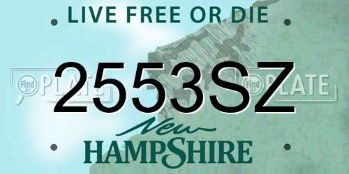 2553SZ New Hampshire License Plate
