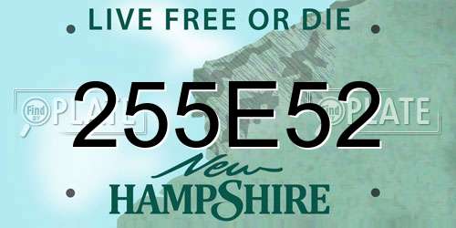 255E52 New Hampshire License Plate