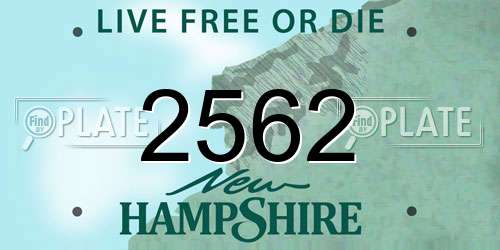 2562 New Hampshire License Plate